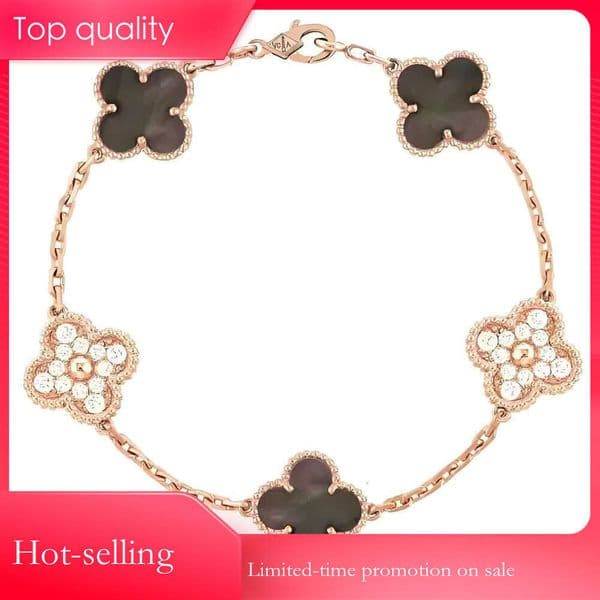 VCleef Arpels Vanf & Arpeles bracelet VanCArpels designer bracelet Vajra Five-Leaf Clover Bracelet for Women, Titanium Steel , Trendy Design, NAffordable Luxury