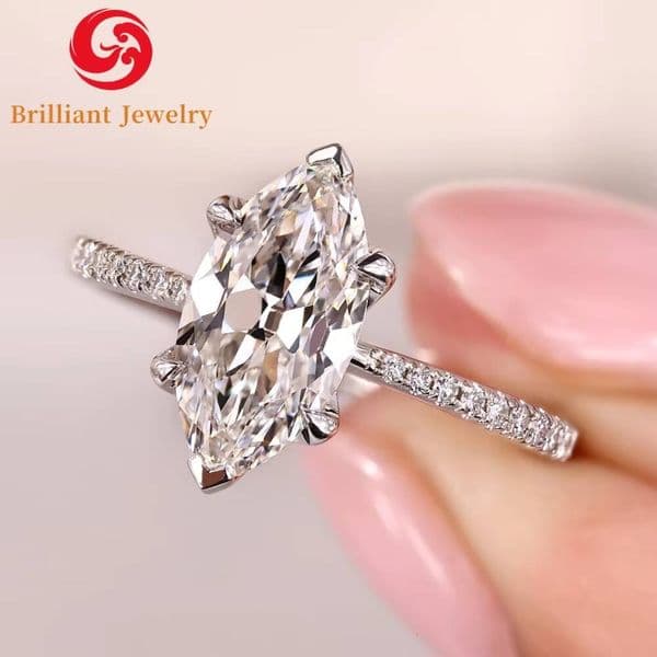 Custom 14k 18k Solid Gold IGI Certified CVD HPT Lab Grown Diamond Marquise Ring Women Wedding Engagement Diamond Ring