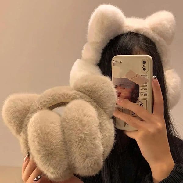Cute Cat Earmuffs Winter Warm Windproof Ear Covers Retractable Foldable Ear Protection for Women Girls 260104BJ