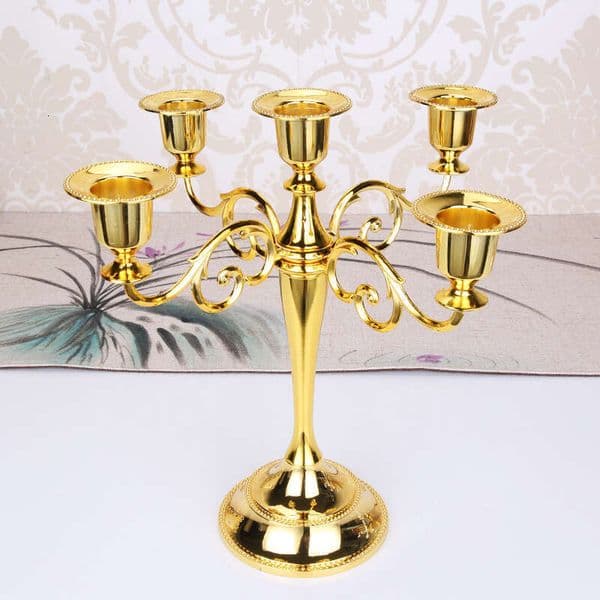 European Style Candle Holder Three-Headed Five-Headed Ornament Vintage Romantic Wedding Props Candlelight Dinner Restaurant Hotel Home Decoration B5