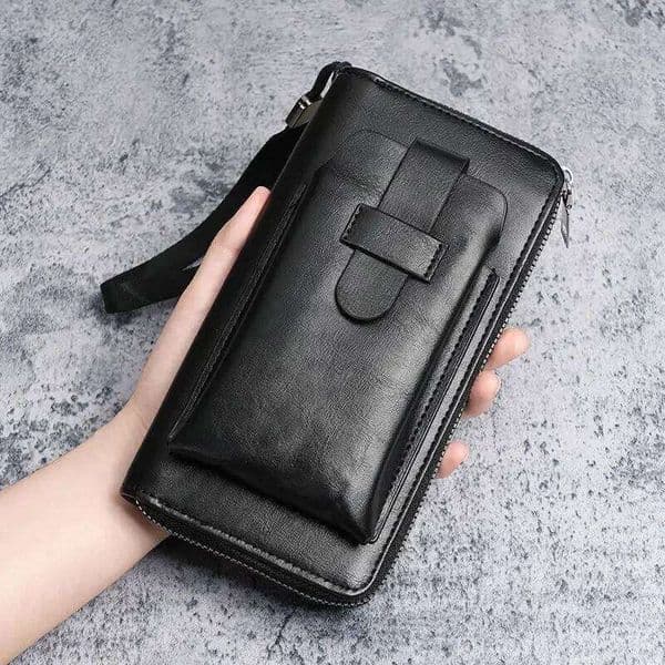 Men's Soft PU Leather Long Multi Card Holder Cash Purse Clutch Bag Ultra Thin Money Clip with Mobile Wallet
