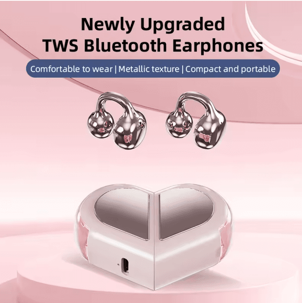 Cute Heart Earbuds with AI Translation Sweet Rose Gold Mini Wireless for Girls Women