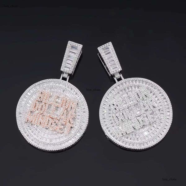 Icy 5A VVS Moissanite Long Stick Billion Charm Pendant Unisex Exquisite Round Party Brass Jewelry Necklace