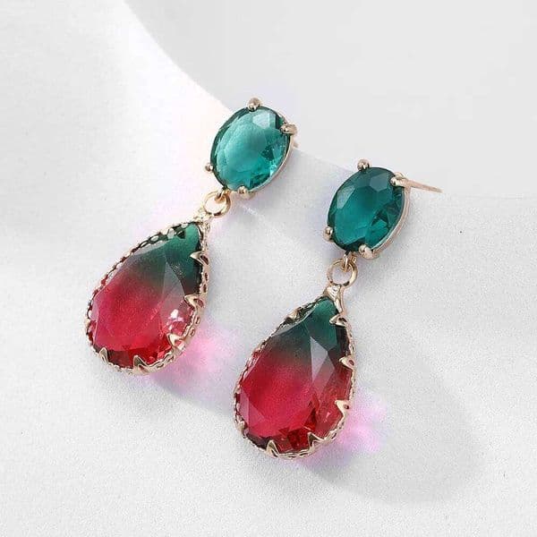 Korean Green Tourmaline Crystal Stone Drop Earrings for Women Trendy Geometric Dangle Earring Pendientes Fashion Jewelry