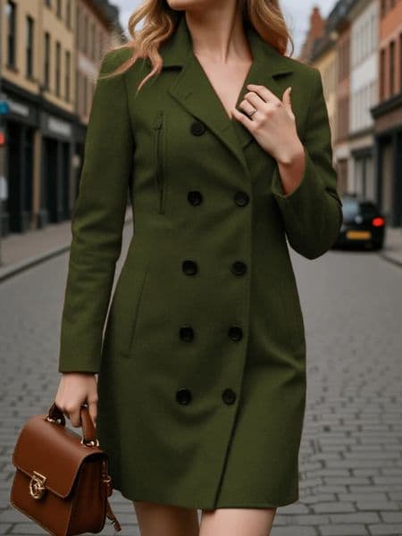Womens Wool Coat Outdoor Warm Windproof DoubleBreasted Elegant Overcoat Autumn Winter Fashion Item 260106