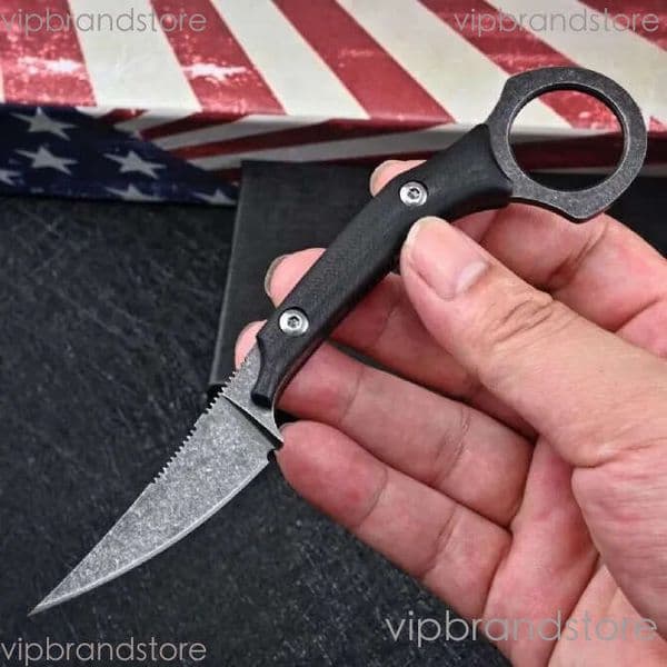 Top Quality Fixed Blades Straight Knife D2 White/Black Stone Wash Blade Full Tang fixed blade knife G-10 Handle Survival Tactical Knives With Kydex