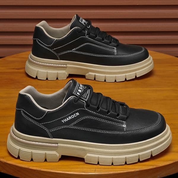 Ddmytiger Spring New Breathable Work Men S Trendy Versatile Thick Soled Sports Casual Sneakers Leather Shoes Martin Boots Outdoor Shoes