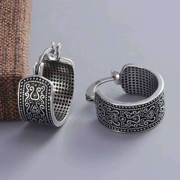 Sam Panda 925 Sterling Silver Earrings For Women Trendy Simple Retro Flower Earring Jewelry Prevent Allergy Party Accessories