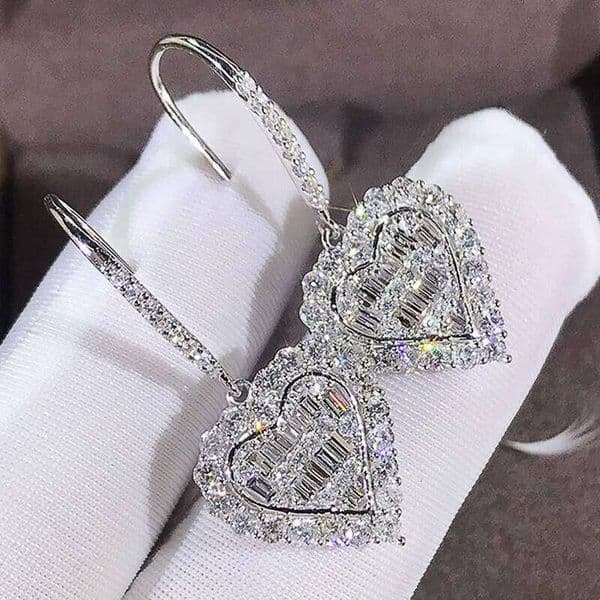 Cubic Zirconia Heat Shape Drop Earrings for Women Wedding Engagement Shine Girl Fashion Jewelry Gifts