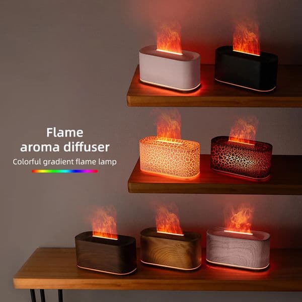 Aromatherapy Diffuser with Flame Effect Essential Oil Diffuser and Cool Mist Humidifier Silent Humidifier for Home and Bedroom 260104
