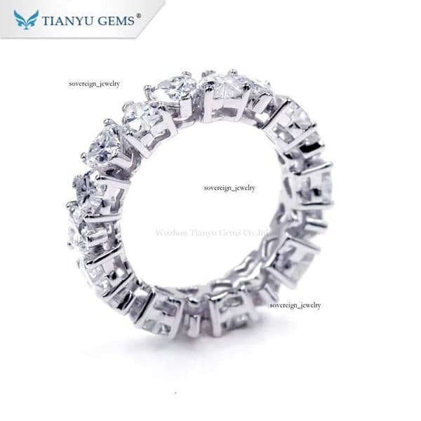 Tianyu Custom High-Quality Real White Gold Engagement 4 * 4mm Heart-Shaped Brilliant VVS Moissanite Eternal Wedding Ring