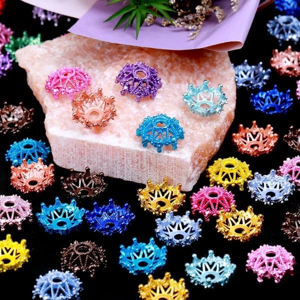 20pcs Random ColorFlower Clap Alloy Beads Charms 25mm Hole Beads For Pen Jewelry Keychain DIY Bead Assortments 260106