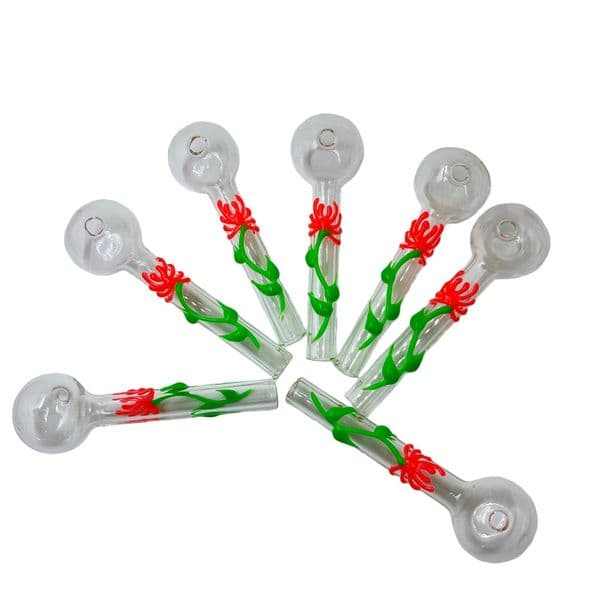 QBsomk Glow in the dark Glass Oil Burner Pipe 4Inch 10CM Length Cheap Glass Pipe Water Hand Pipes Smoking Accessories
