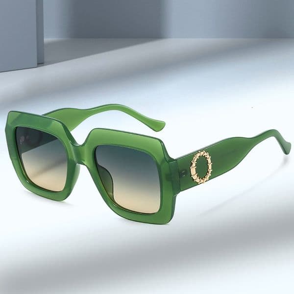 New European and American Large Square Metal Stripe Ins Internet Celebrity Retro Cross-Border Fashion Show Trendy Sunglasses
