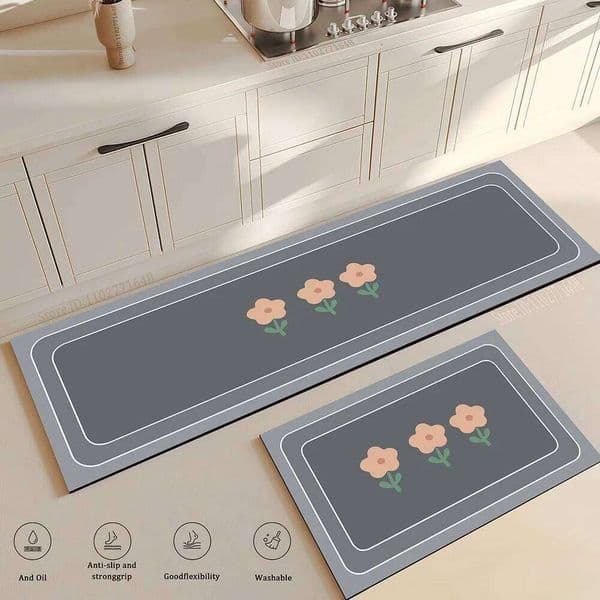 Flower Kitchen Mat Anti-Fatigue Non-Slip Washable Long Large Floor Carpet Soft Living Room Bedside Area Rug Entrance Doormat 26H0106