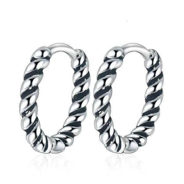 Retro Silver Twisted Hoop Small Circle Round Earings Fashion Women Stamp Hemp Rope Loop Earrings Party Jewelry