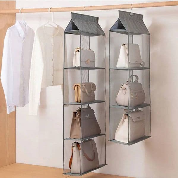 Wardrobe Closet Hanging Handbag Organizer Sundry Shoe Bag with Hanger Pouch Transparent Storage ddmynov