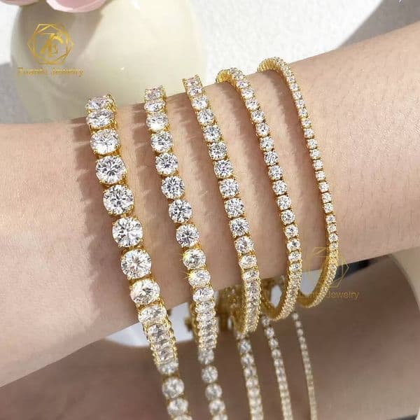 18k Gold Plated 925 Silver Clover Bracelet 2MM-65MM Waterproof Moissanite Tennis Chain Charm Wedding Gift