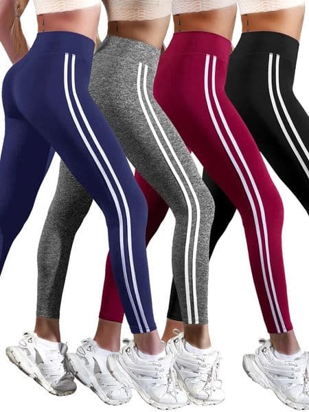 Casual Sports Side Stripe Pants High Waist 4 Way Stretch Breathable Running Workout Yoga Leggings Activewear For Women 260106
