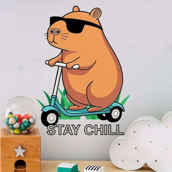 1ZhangSTAY CHILL Wall StickerFun Capybara Home Bedroom Decoration Personalized Toilet Stickers 26T0106 26T0106