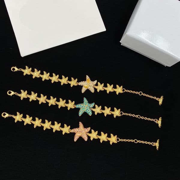 Fashion Designed Necklaces Bracelet Earring Starfish Pendant Sea Travel Holiday Style Head Portrait 18K Gold Plated Designer Jewelry AA9