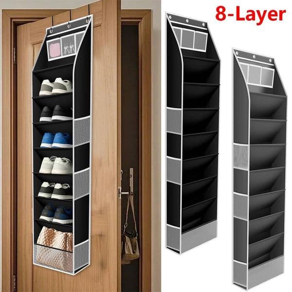 8 Layer Over The Organizer Oxford Cloth Hanging Storage with 3 Hooks Large Capacity Behind Door Shoe Rack ddmynov