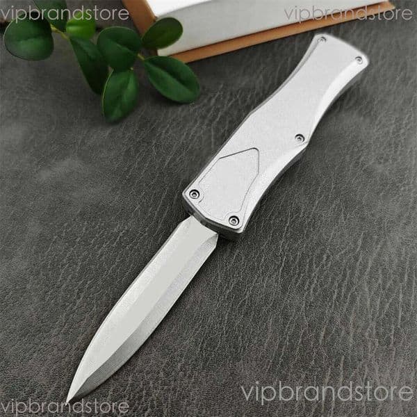 3Models White Hera Knife 2.87 Satin 440C Blade Alloy Handles Double Action Tactical Survival Gear Pocket fixed blade knife Knives With Nylon Sheath