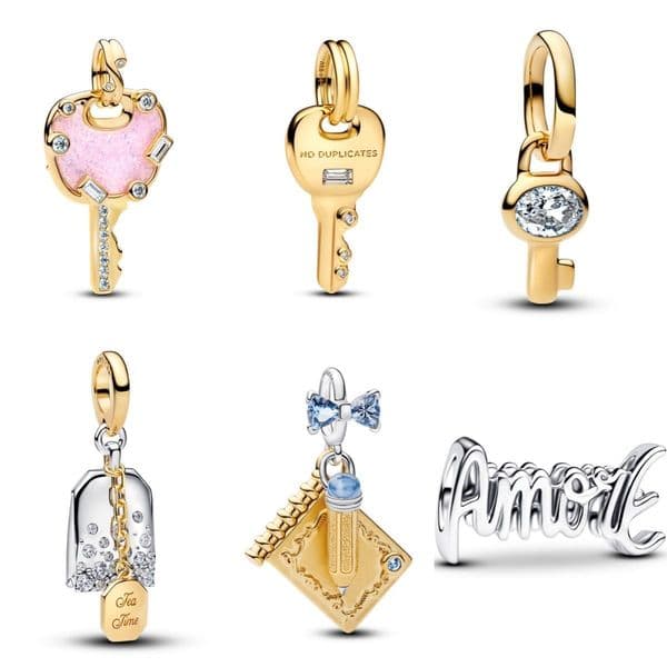 New style gold S925 silver key sweet bead frosted cartoon cute bracelet necklace charm