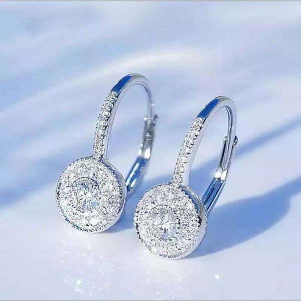 Fashion Silver Color Luxury Hoop Dangle for Women with Dazzling Cubic Zirconia Earrings Gift Statement Jewelry thumbnail 2