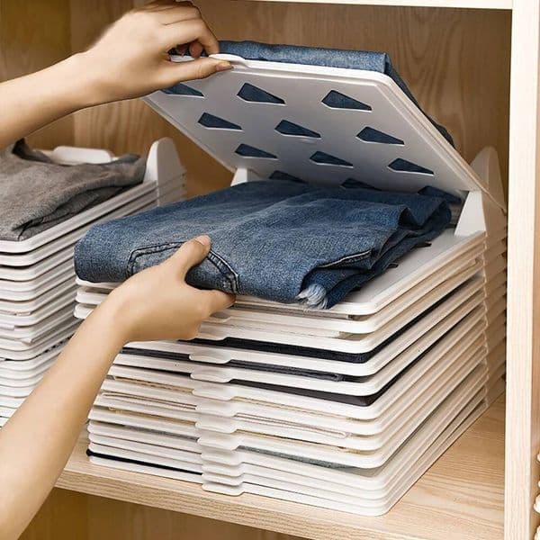 Layered Folding Clothes Storage Pants T-Shirt Organizer Rack for Home Wardrobe Short Sleeve Classification Stacking Board ddmynov