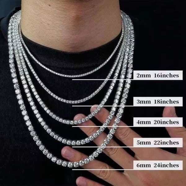 High Quality Iced Out Diamond Silicon 14K Stone Tennis Necklace 925 Silver Hiphop Bling VVS MoissaniteTennis Chain