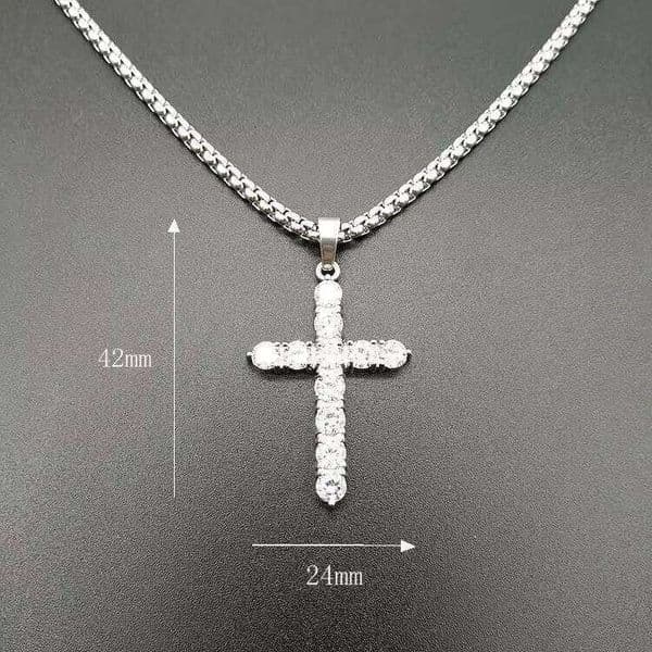 Hip Hop Sterling Silver VVS 14K Moissanite Cross Necklace Men