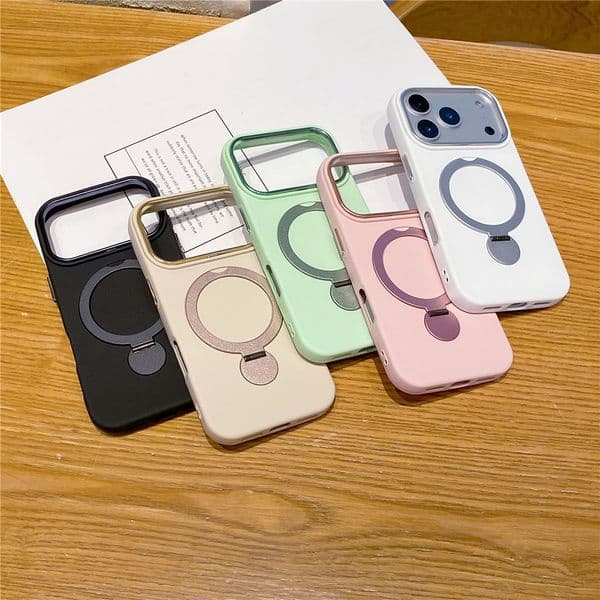 Magnetic Silicone Phone Case with Kickstand for iPhone17/17Pro/17Pro Max/Air/iPhone16/16 Pro/16 Plus/16 Pro Max MagSafe Compatible Soft Protective Cover