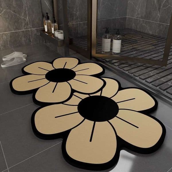 French Style Light Luxury Small Daisy Diatomaceous Earth Bathroom Water Absorption Shower Room Entrance Quick-Dry Foot Mat B2