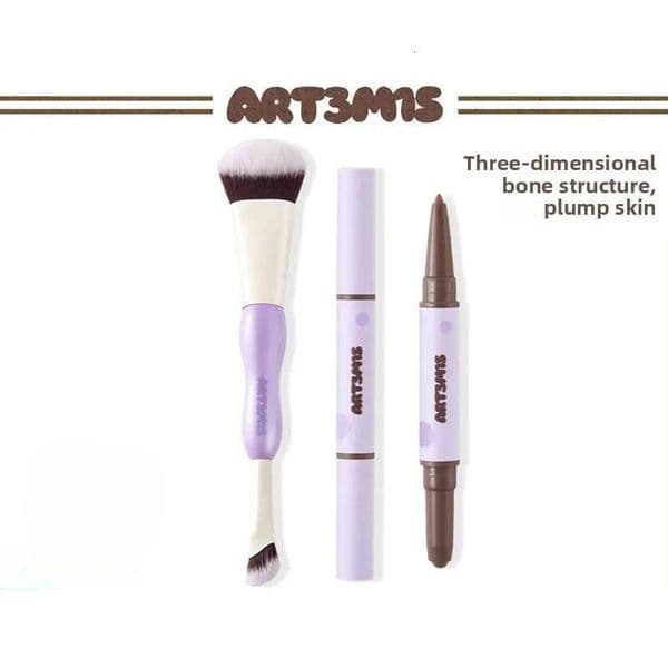 Luxury Art3m1s Double-Headed Pen 3D Three-Dimensional Contour maquillaje Shadow Eye Silkworm Makeup Brush Free Shipping X260323
