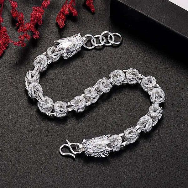 Noble Silver Color Exquisite Dragon Head Bracelets For Man Women Fashion Designer Jewelry Wedding Party Holiday Gifts