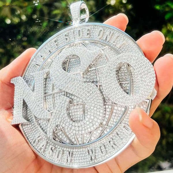 Factory Custom Iced Out VVS Moissanite Hip Hop Logo Name Letter Pass Moissanite Tester Men's 925 Silver Number Pendant