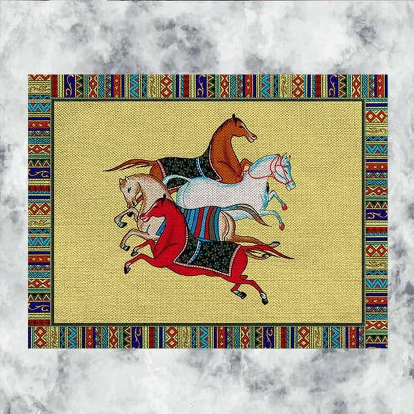 Equatorial Jungle Horse Cotton Linen Placemat Vase Chinese Style Ashtray Tray Mat Coaster Photography Props