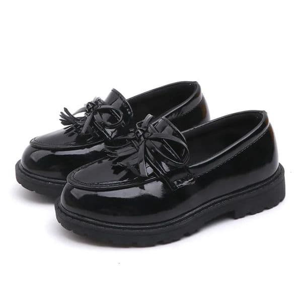 Girls Performance Leather Shoes Bow-knot with Tassels Chic Princess Loafers Slip-on Kids Flats for Wedding Party Children Shoes 260106