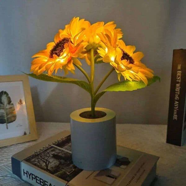3 LED Light Rechargeable Sunflower Lights Interior Lighting Bedroom Bedside Desktop Decoration Table Lamp Night Lamps 26T0106