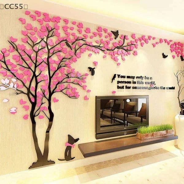 CC553D Acrylic Tree Self-adhesive Background Decal Wall Stickers Home Decoration, Bedroom Wallpaper 26T0106