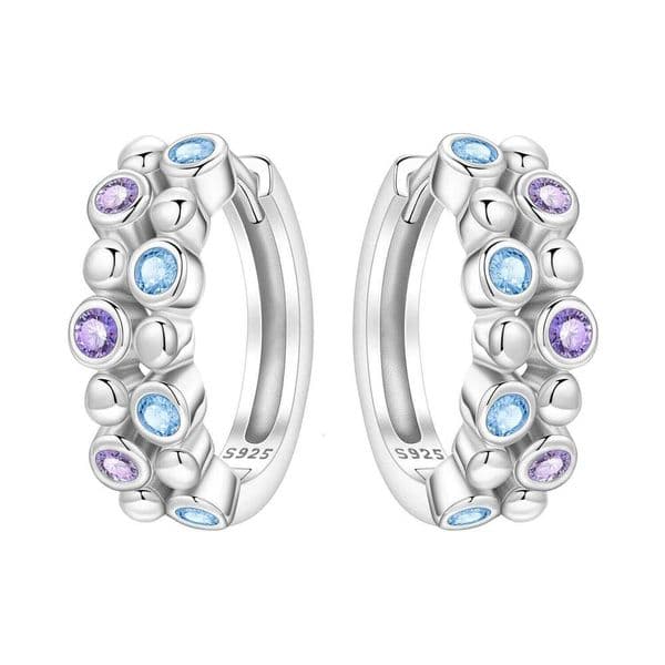 Orstarry 925 Sterling Blue Purple Zircon Silver Hoop Earrings For Women Jewelry Original Party Trendy Gifts