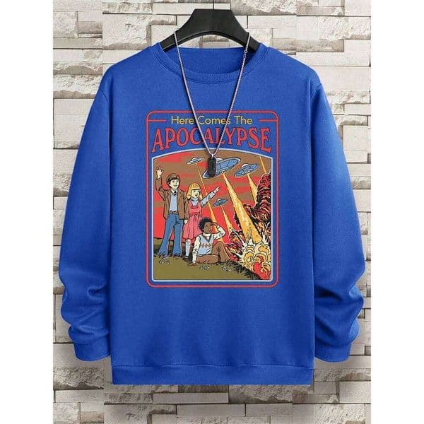 Here Comes The Apocalypse Ufo Sweatshirts Men Street Print Hoody Crewneck Fleece Hoodies Autumn Warm Clothes Fashion Pullover X260107