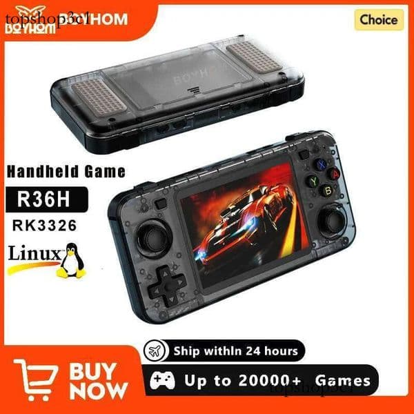 Portable Players R36h Retro Handheld Video Game Console 3.5 Inch IPS Screen 10000+ Games ARKOS Emulator For Ps1/Psp/Dc/N64/Ss