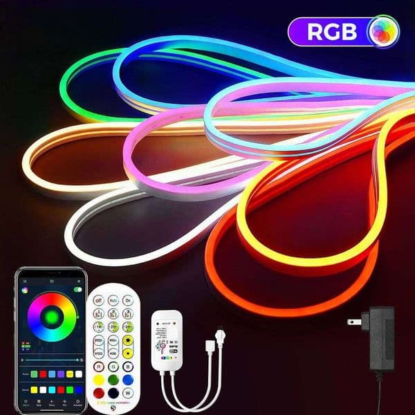 LED 10M/5M/3M Neon WIFI RGB Led Strip Lights Outdoor Waterproof Music Sync, 108leds/m DIY Tape with Remote and App for Bedroom X260107