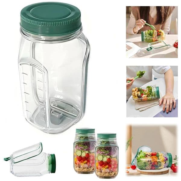 Leakproof Plastic Salad Box Container with Sideopening Cover Portable Breakfast Fruit Storage for Picnic Home Office 260107