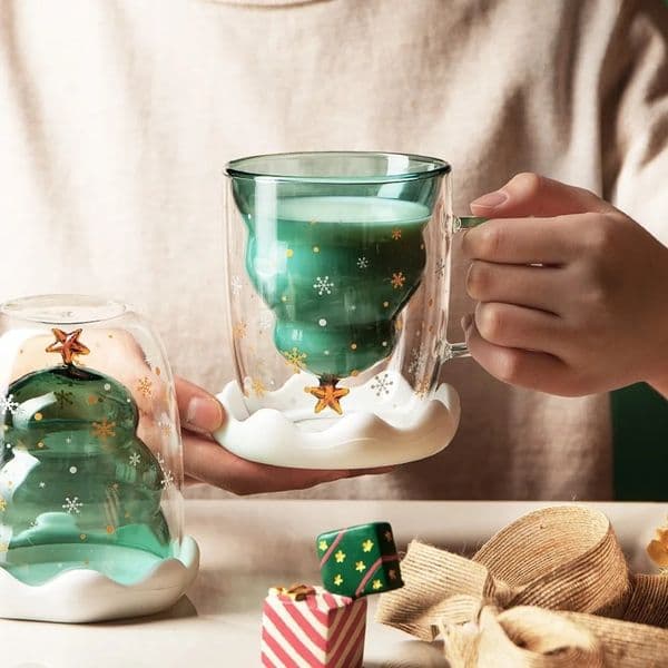 Christmas Supply Cup Cartoon Double Layer Cup Cute Gift Water Cup Glass 260106