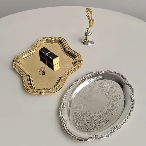 Electroplated Silver Oval Plate Exquisite Dessert Fruit Small Snack Desktop Storage Dish 260107