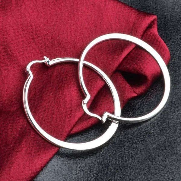 Hot 5.5CM Big circle 925 Sterling Silver hoop earrings for women Holiday gift Classic Charms party wedding Jewelry