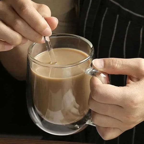 1-6PCS 80-450ML Heat Resistant Double Wall Tea Glass Cup Beer Coffee Handmade Creative Cold Beverage Transparent Drinkware Set 260106